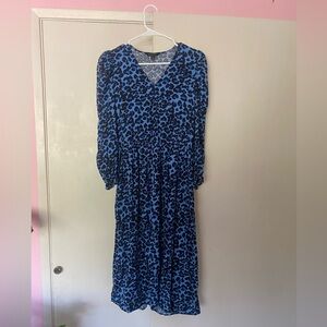 Banana Republic Blue Leopard Print Dress Size S